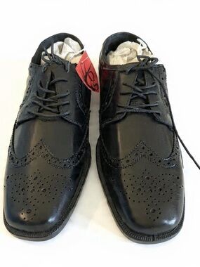 Men's Black Leather Wingtip Dress Shoes